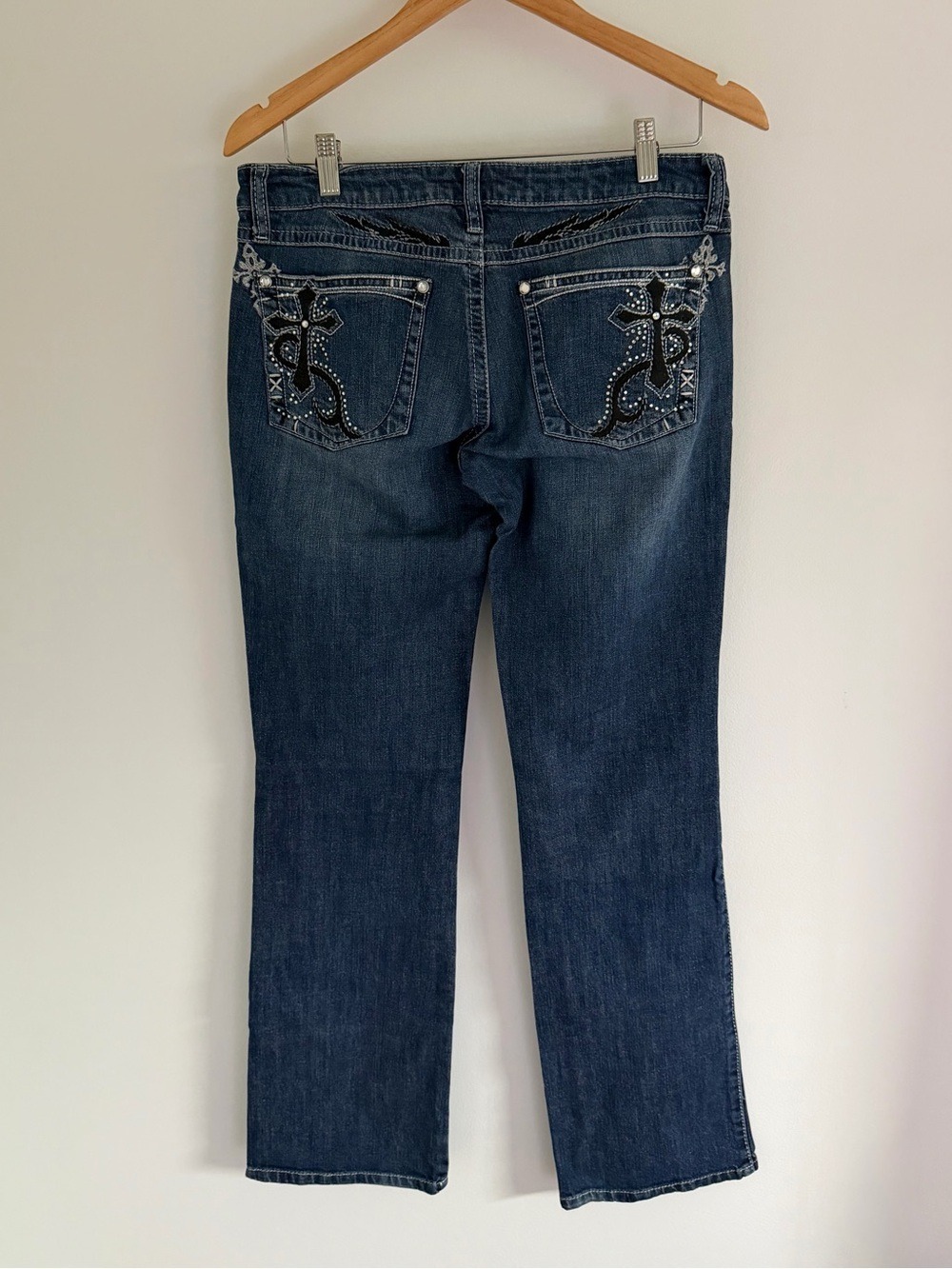 Rock 47 by Wrangler Embellished Cross Bootcut Jeans Size 30 Western Y2K